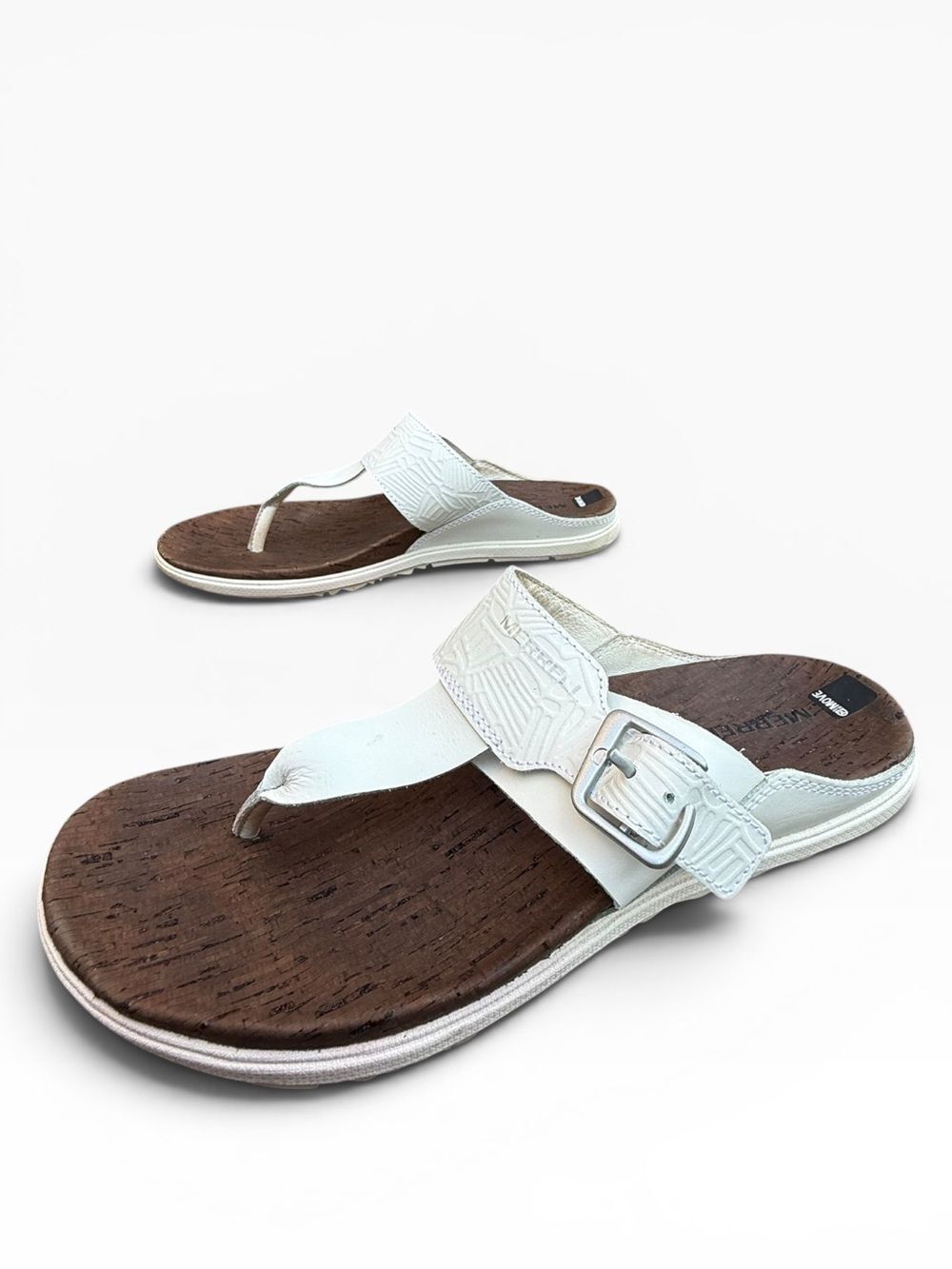 Merrell T-post Cork White Leather Sandals Around Town women’s size 9